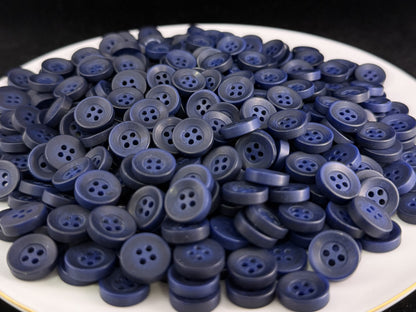 Navy Blue Corozo Imitation Buttons, Recycled Plastic, 12.7mm (20L). 4-Hole Sew On for Shirts, Blouses, Kids Clothes, Apparel, Sewing, Crafts