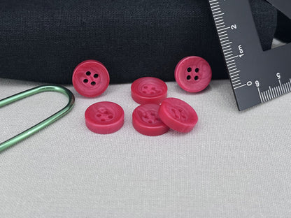 Cherry Red Corozo Imitation Buttons, 12.7mm (20L). 4-Hole Sew On for Shirts, Blouses, Kids clothes, Apparel, Sewing