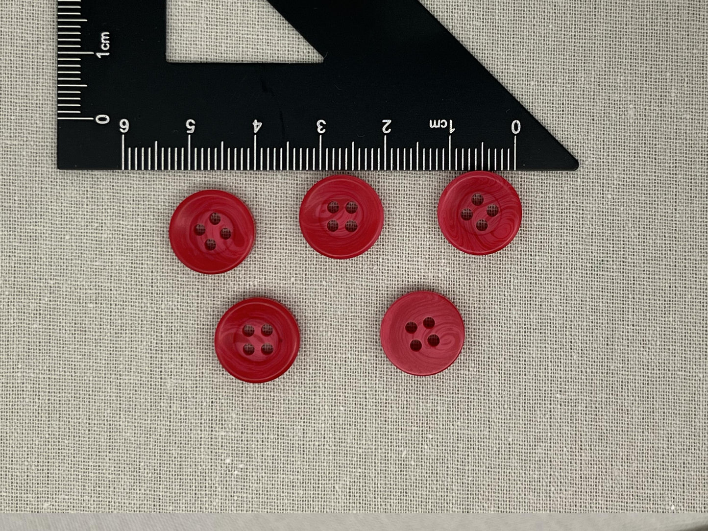Cherry Red Corozo Imitation Buttons, 12.7mm (20L). 4-Hole Sew On for Shirts, Blouses, Kids clothes, Apparel, Sewing