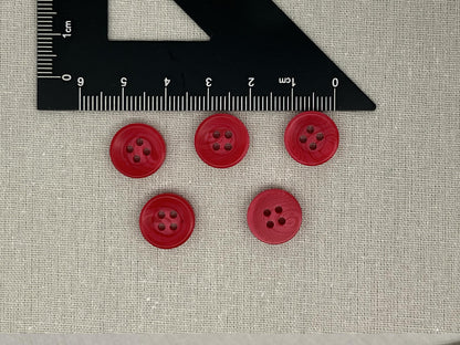 Cherry Red Corozo Imitation Buttons, 12.7mm (20L). 4-Hole Sew On for Shirts, Blouses, Kids clothes, Apparel, Sewing