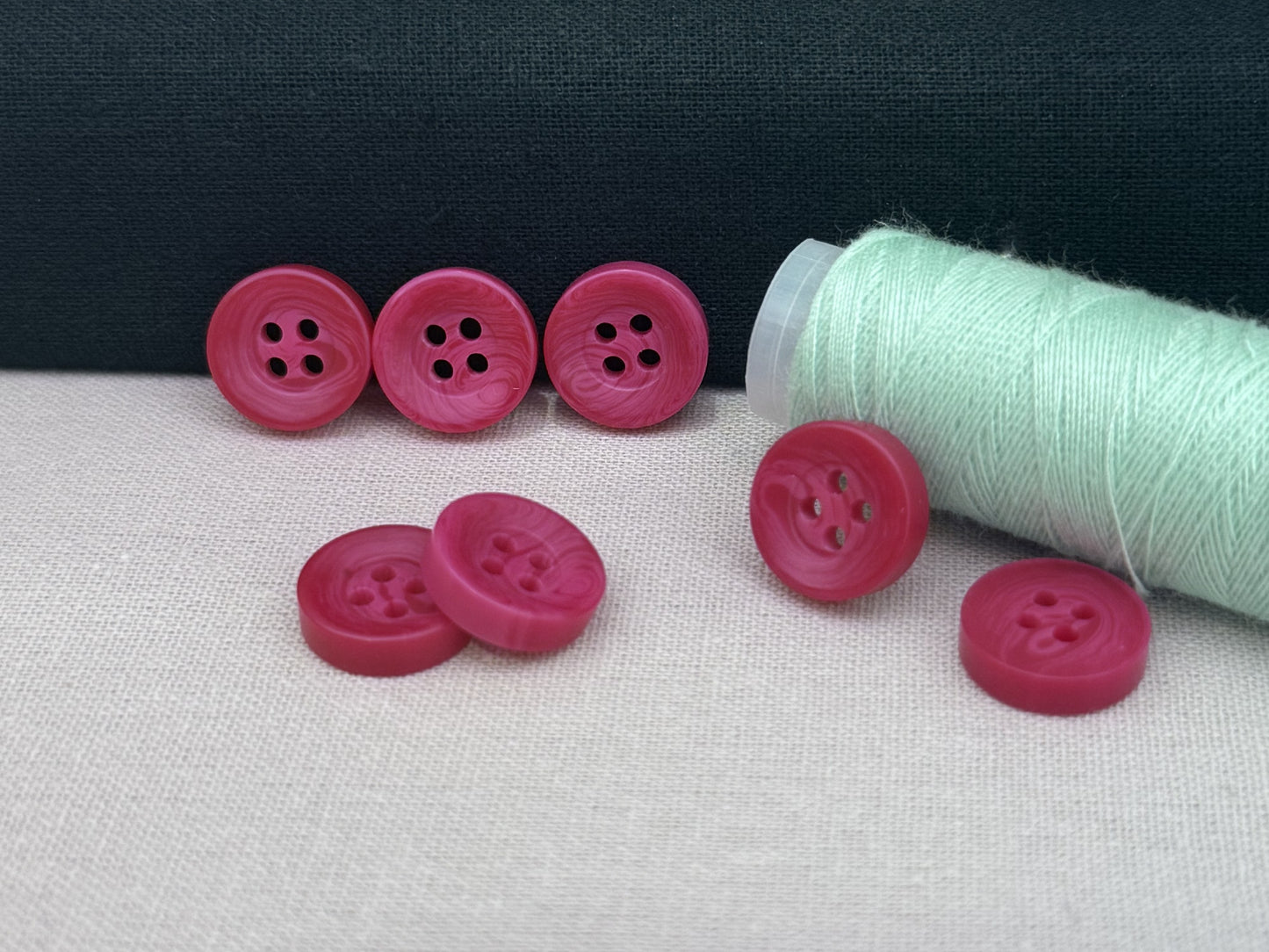 Cherry Red Corozo Imitation Buttons, 12.7mm (20L). 4-Hole Sew On for Shirts, Blouses, Kids clothes, Apparel, Sewing