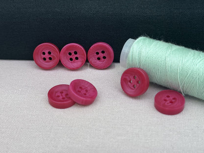 Cherry Red Corozo Imitation Buttons, 12.7mm (20L). 4-Hole Sew On for Shirts, Blouses, Kids clothes, Apparel, Sewing