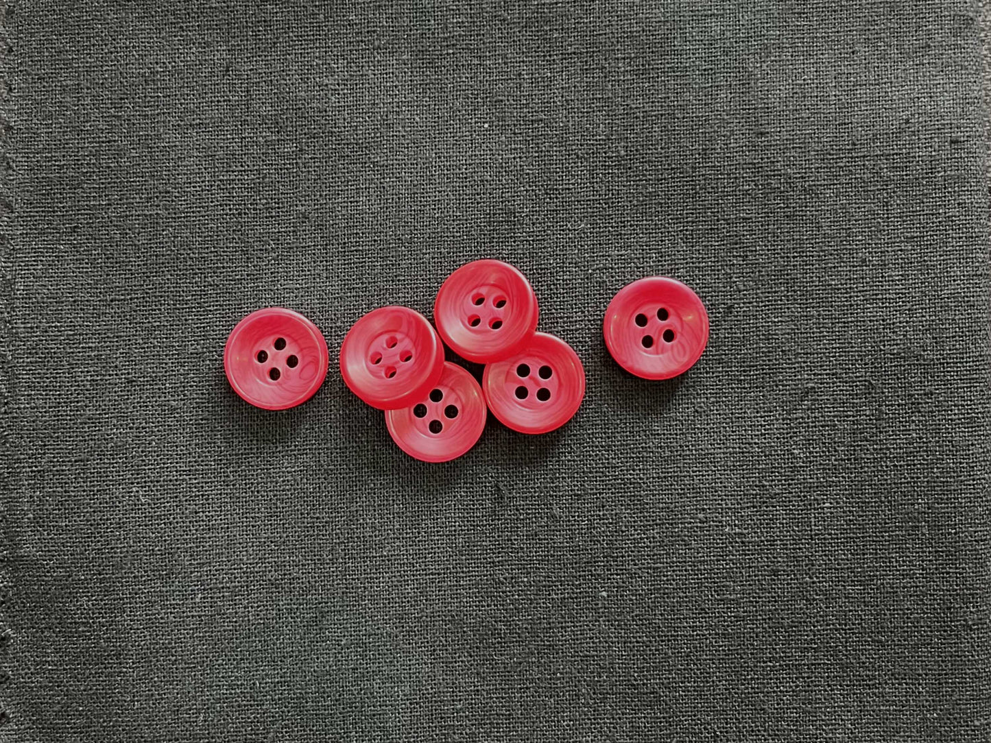Cherry Red Corozo Imitation Buttons, 12.7mm (20L). 4-Hole Sew On for Shirts, Blouses, Kids clothes, Apparel, Sewing