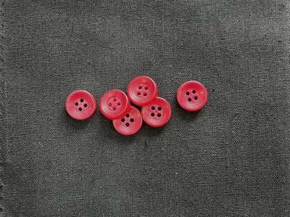 Cherry Red Corozo Imitation Buttons, 12.7mm (20L). 4-Hole Sew On for Shirts, Blouses, Kids clothes, Apparel, Sewing