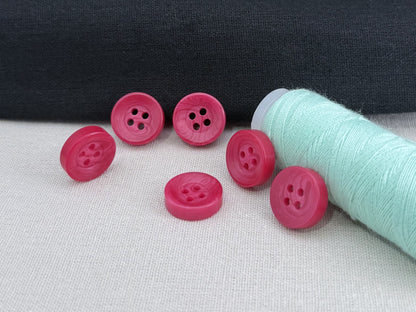 Cherry Red Corozo Imitation Buttons, 12.7mm (20L). 4-Hole Sew On for Shirts, Blouses, Kids clothes, Apparel, Sewing