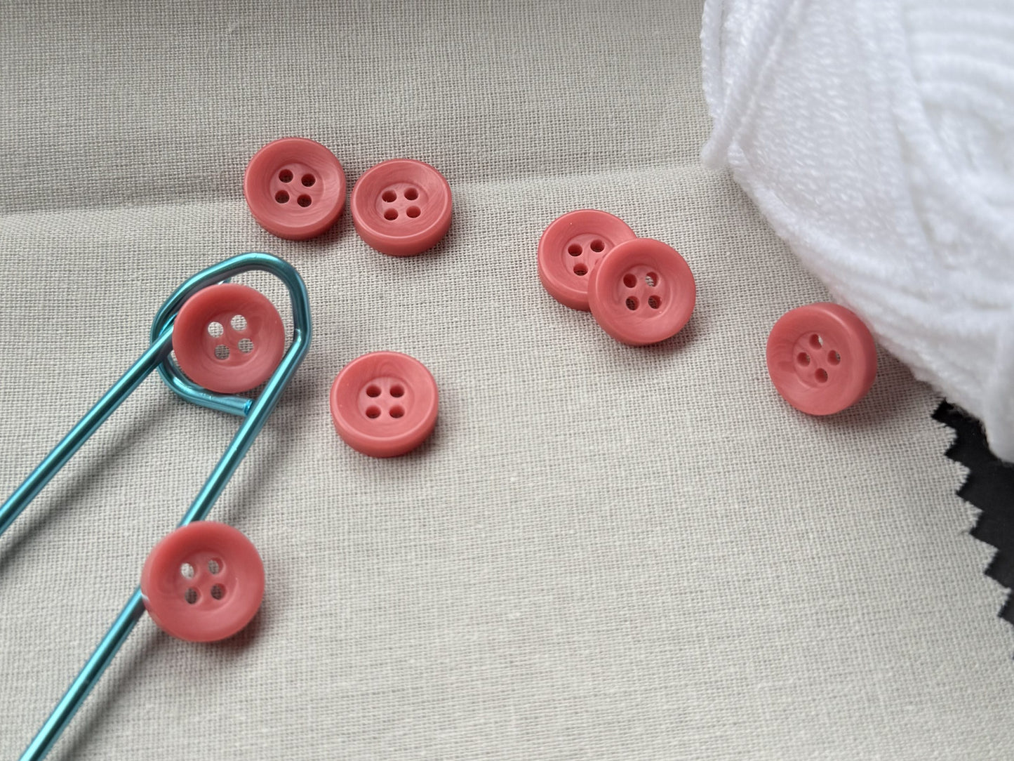 Rust Pink Corozo Imitation Buttons, Recycled Plastic, 12.7mm (20L). 4-Hole Sew On for Shirts, Blouses, Kids Clothes, Apparel, Sewing, Crafts
