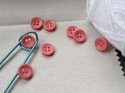 Rust Pink Corozo Imitation Buttons, Recycled Plastic, 12.7mm (20L). 4-Hole Sew On for Shirts, Blouses, Kids Clothes, Apparel, Sewing, Crafts