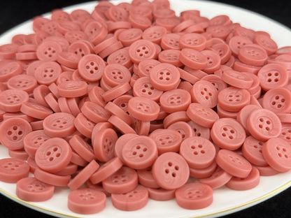 Rust Pink Corozo Imitation Buttons, Recycled Plastic, 12.7mm (20L). 4-Hole Sew On for Shirts, Blouses, Kids Clothes, Apparel, Sewing, Crafts