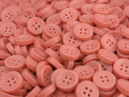 Rust Pink Corozo Imitation Buttons, Recycled Plastic, 12.7mm (20L). 4-Hole Sew On for Shirts, Blouses, Kids Clothes, Apparel, Sewing, Crafts