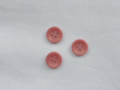Rust Pink Corozo Imitation Buttons, Recycled Plastic, 12.7mm (20L). 4-Hole Sew On for Shirts, Blouses, Kids Clothes, Apparel, Sewing, Crafts