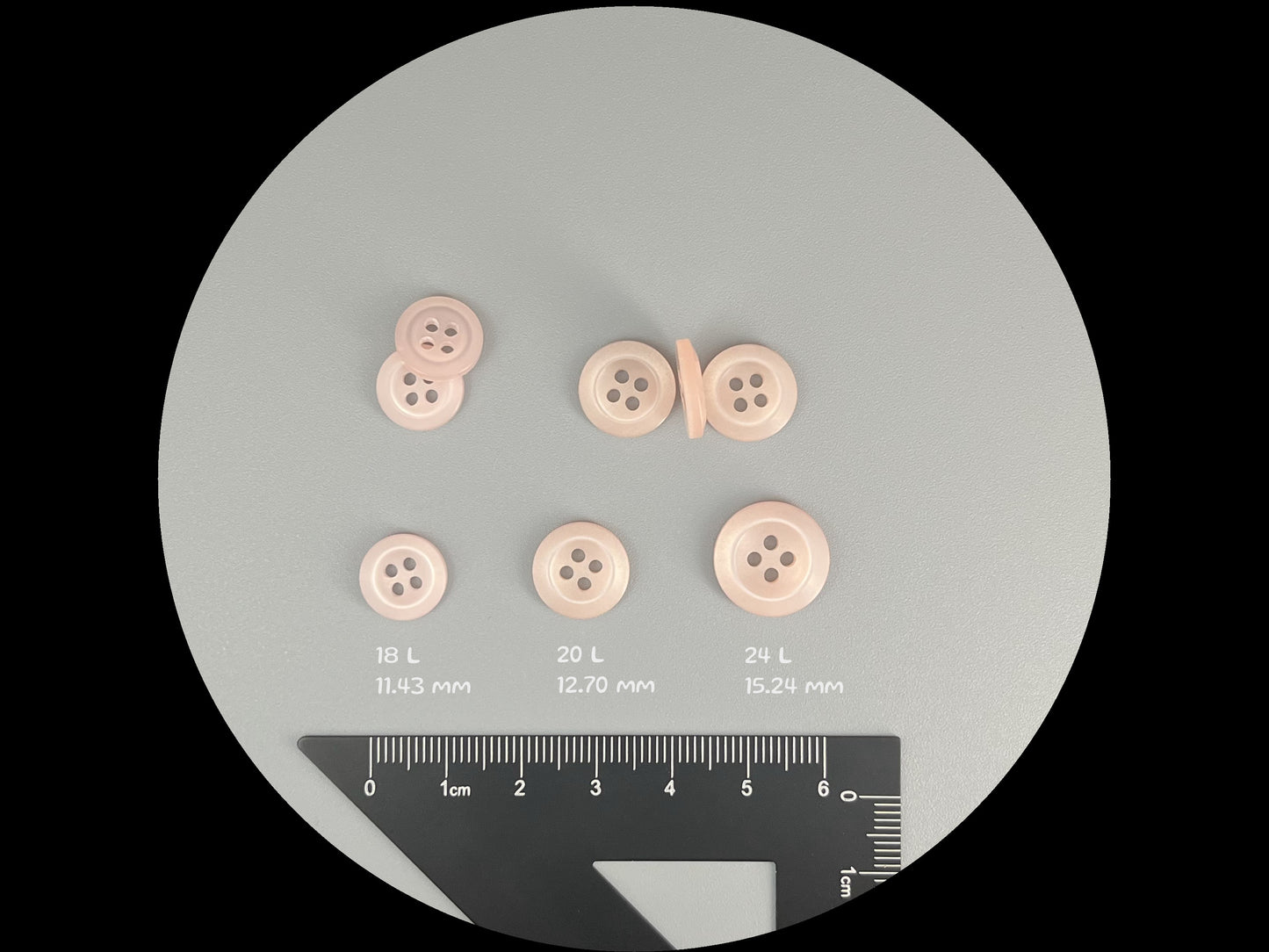 Pink Pearl Imitation Buttons, Recycled Plastic, 11.5mm-15mm (18L-24L), 4-Hole Sew On for Shirts, Pants, Blouses, Dresses & Craft projects