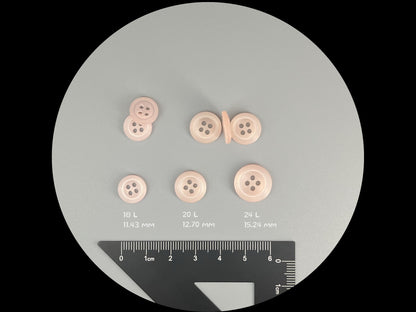 Pink Pearl Imitation Buttons, Recycled Plastic, 11.5mm-15mm (18L-24L), 4-Hole Sew On for Shirts, Pants, Blouses, Dresses & Craft projects