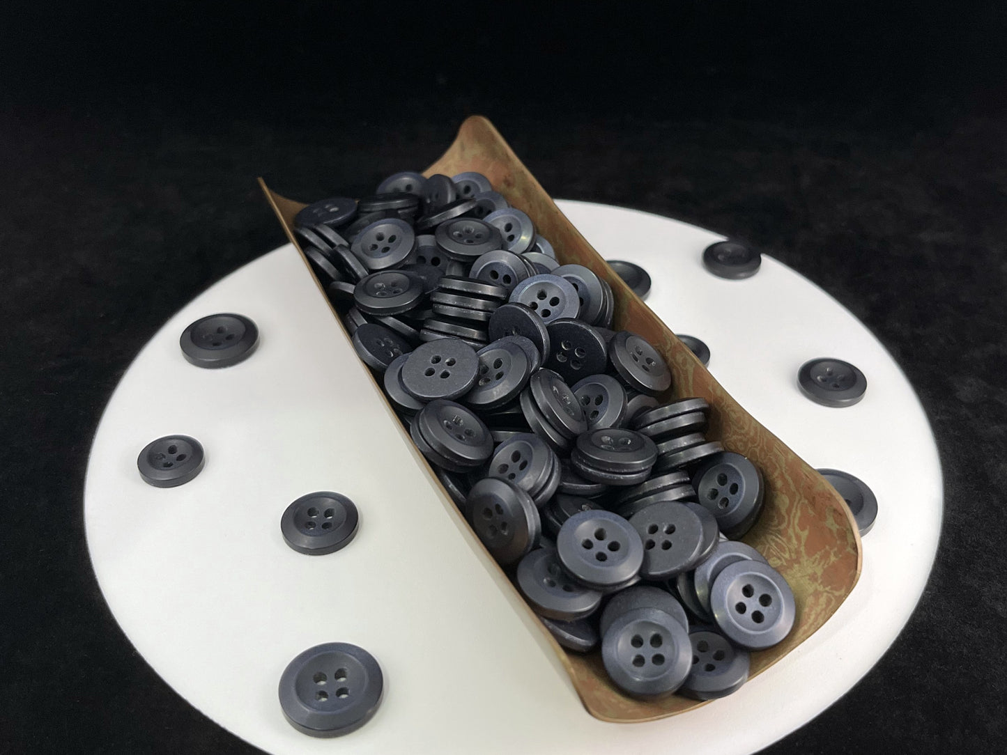 Navy Blue Pearl Imitation Buttons, Recycled Plastic, 11.5mm-15mm (18L-24L), 4-Hole Sew On for Shirts, Pants, Blouses, Dresses & Crafts