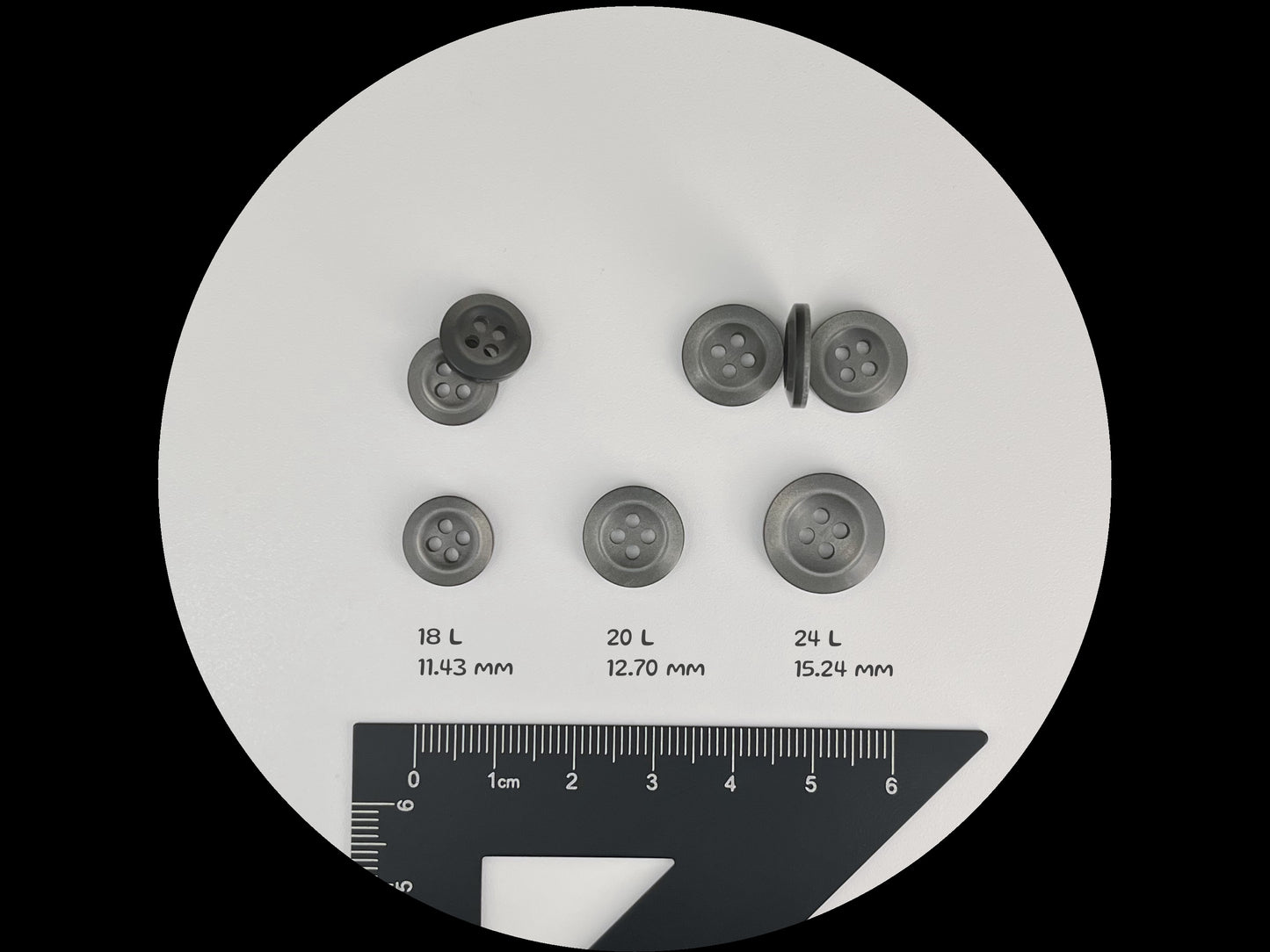 Grey Pearl Imitation Buttons, Recycled Plastic, 11.5mm-15mm (18L-24L), 4-Hole Sew On for Shirts, Pants, Blouses, Dresses & Crafts