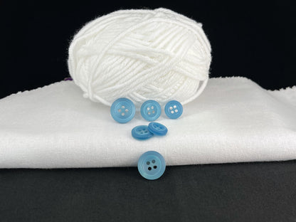 Light Blue Pearl Imitation Buttons, Recycled Plastic, 11.5mm-15mm (18L-24L), 4-Hole Sew On for Shirts, Pants, Blouses, Dresses & Crafts