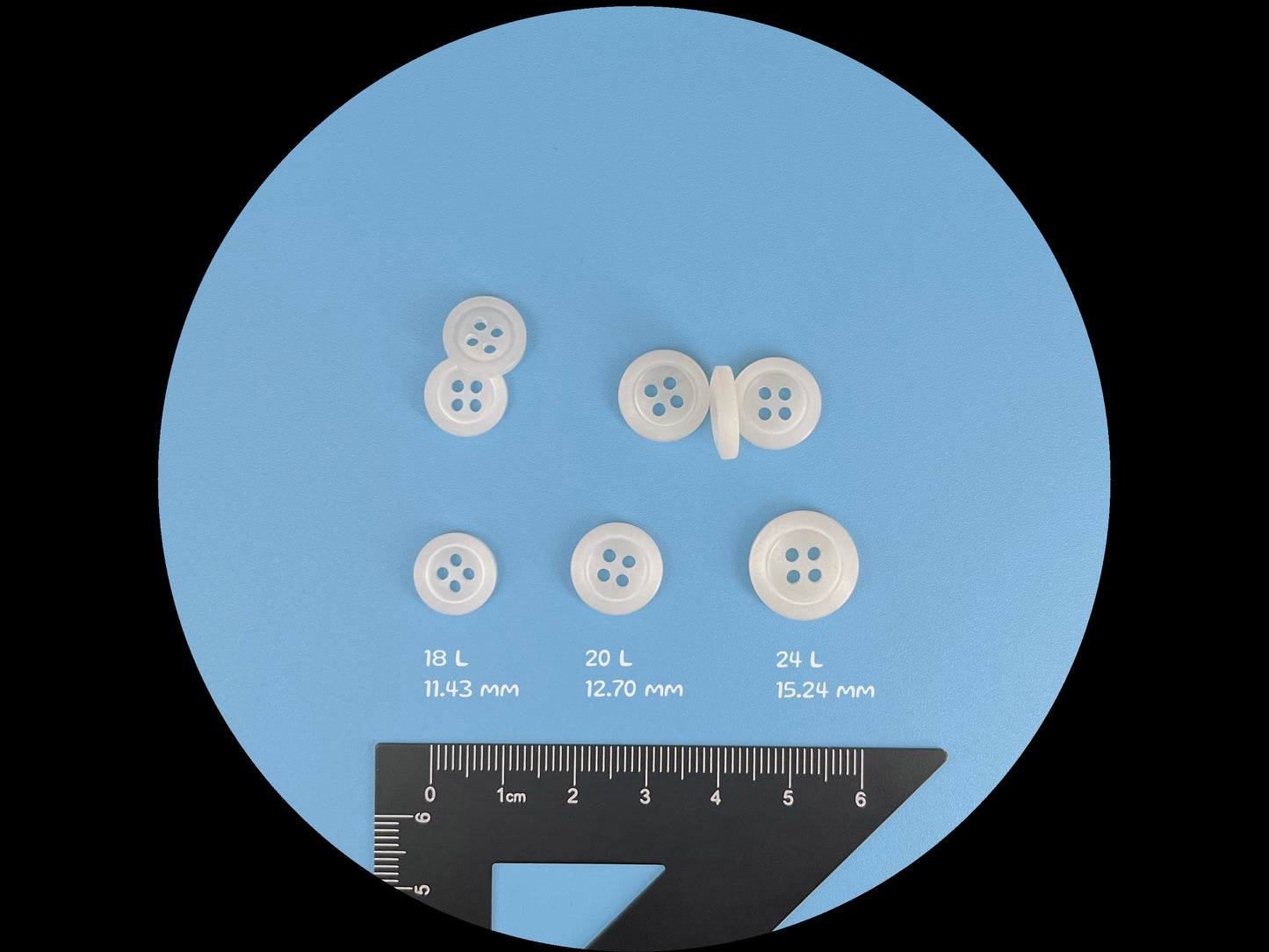 White Pearl Imitation Buttons, Recycled Plastic, 11.5mm-15mm (18L-24L), 4-Hole Sew On for Shirts, Pants, Blouses, Dresses & Craft projects