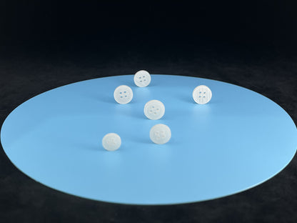 White Rimmed Pearl Imitation Buttons with Beautiful Effect, 9mm-11.5mm (14L-18L). 4-Hole Sew On for Shirts, Blouses & Apparel