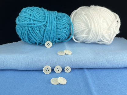 White Rimmed Pearl Imitation Buttons with Beautiful Effect, 9mm-11.5mm (14L-18L). 4-Hole Sew On for Shirts, Blouses & Apparel