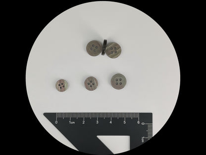 Light Neutral Rimmed Pearl Imitation Buttons with Beautiful Effect, 9mm-11.5mm (14L-18L). 4-Hole Sew On for Shirts, Blouses & Apparel