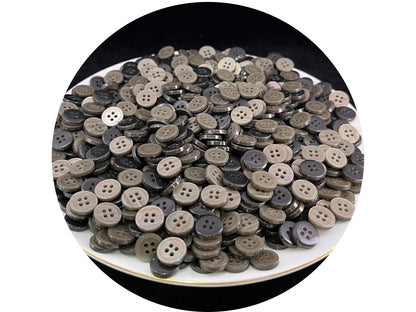 Light Neutral Rimmed Pearl Imitation Buttons with Beautiful Effect, 9mm-11.5mm (14L-18L). 4-Hole Sew On for Shirts, Blouses & Apparel