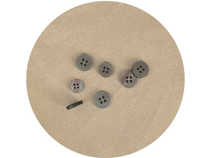 Light Neutral Rimmed Pearl Imitation Buttons with Beautiful Effect, 9mm-11.5mm (14L-18L). 4-Hole Sew On for Shirts, Blouses & Apparel