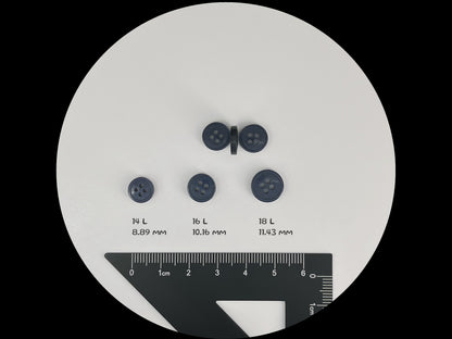 Blue Rimmed Pearl Imitation Buttons with Beautiful Effect, 9mm-11.5mm (14L-18L). 4-Hole Sew On for Shirts, Blouses & Apparel