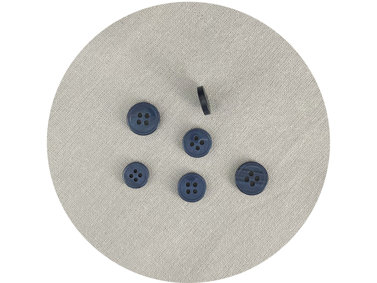Blue Rimmed Pearl Imitation Buttons with Beautiful Effect, 9mm-11.5mm (14L-18L). 4-Hole Sew On for Shirts, Blouses & Apparel