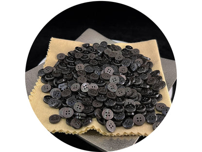 Silver Grey Rimmed Pearl Imitation Buttons with Beautiful Effect, 9mm-11.5mm (14L-18L). 4-Hole Sew On for Shirts, Blouses & Apparel