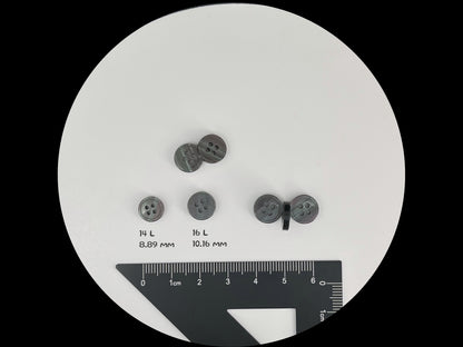 Light Grey Rimmed Pearl Imitation Buttons with Beautiful Effect, 9mm & 10mm (14L & 16L). 4-Hole Sew On for Shirts, Blouses & Apparel