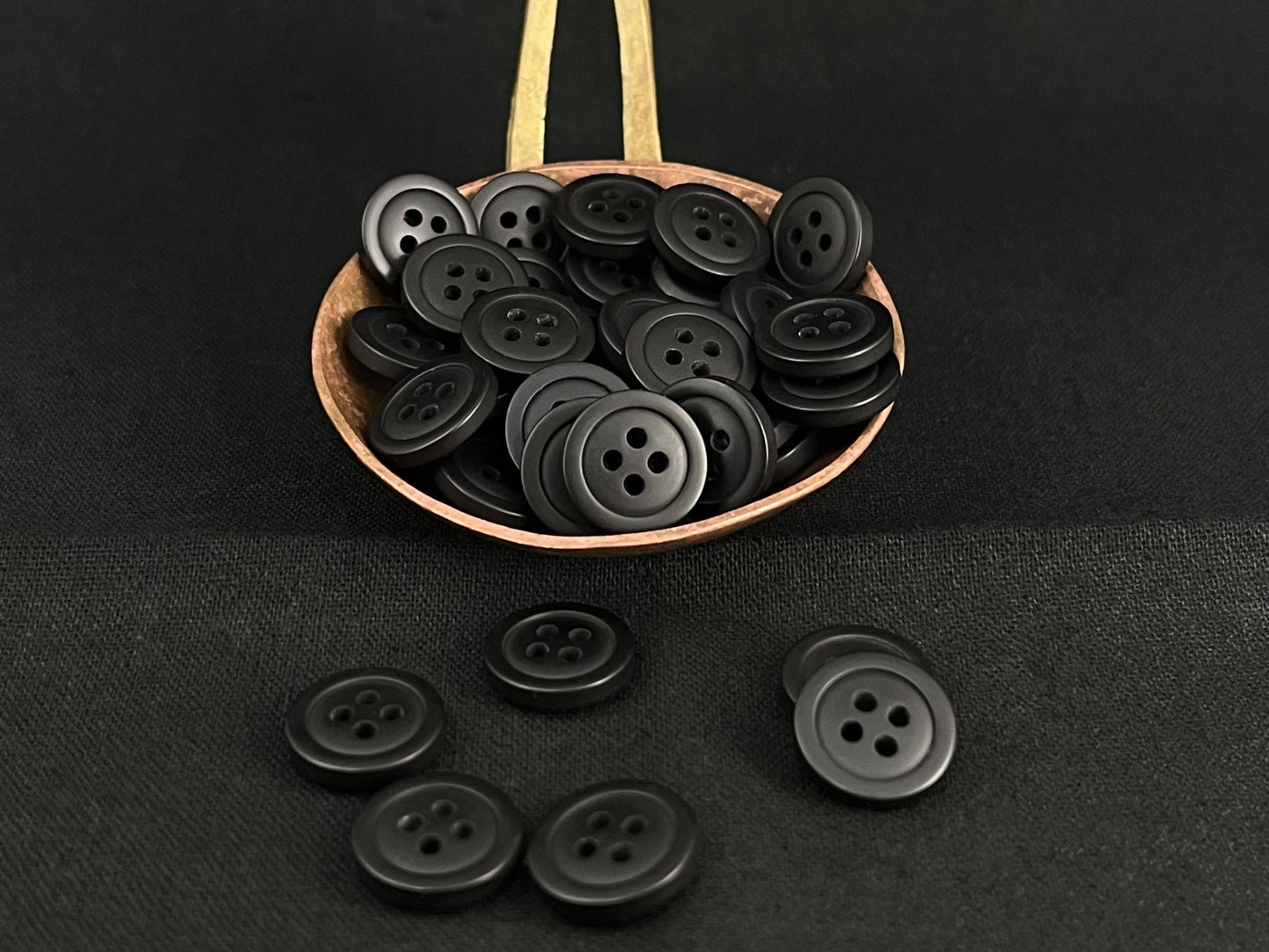 Premium Black Buttons, Recycled Plastic, 12.7mm (20L). 4-Hole Sew On for Shirts, Pants, Blouses, Dresses, Skirts, Apparel, Kids Clothes