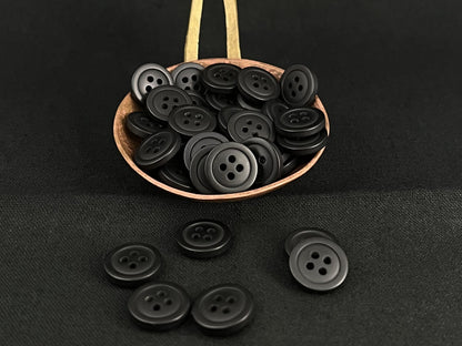 Premium Black Buttons, Recycled Plastic, 12.7mm (20L). 4-Hole Sew On for Shirts, Pants, Blouses, Dresses, Skirts, Apparel, Kids Clothes