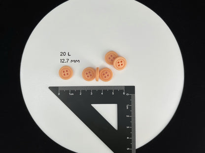 Premium Apricot Buttons, Recycled Plastic, 12.7mm (20L). 4-Hole Sew On for Shirts, Pants, Blouses, Dresses, Skirts, Apparel, Kids Clothes