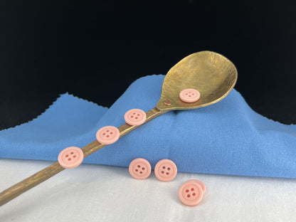 Pastel Pink Buttons, Recycled Plastic, 12.7mm (20L). 4-Hole Sew On for Shirts, Pants, Blouses, Dresses, Skirts, Apparel, Kids Clothes
