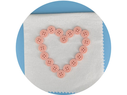 Pastel Pink Buttons, Recycled Plastic, 12.7mm (20L). 4-Hole Sew On for Shirts, Pants, Blouses, Dresses, Skirts, Apparel, Kids Clothes