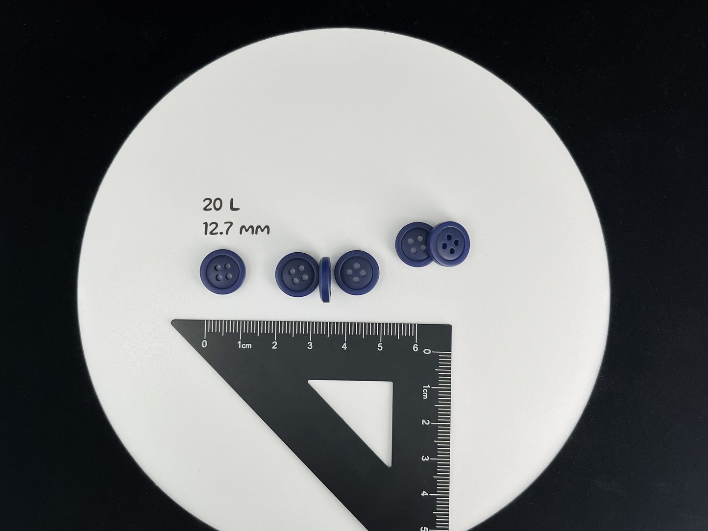 Navy Blue Buttons, Recycled Plastic, 12.7mm (20L). 4-Hole Sew On for Shirts, Pants, Blouses, Dresses, Skirts, Apparel, Kids Clothes