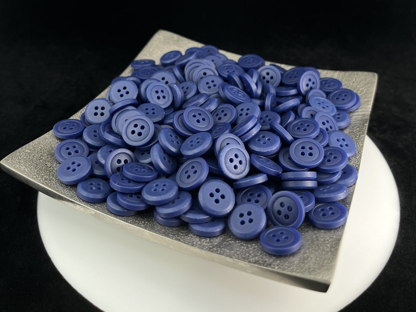 Navy Blue Buttons, Recycled Plastic, 12.7mm (20L). 4-Hole Sew On for Shirts, Pants, Blouses, Dresses, Skirts, Apparel, Kids Clothes