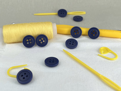 Navy Blue Buttons, Recycled Plastic, 12.7mm (20L). 4-Hole Sew On for Shirts, Pants, Blouses, Dresses, Skirts, Apparel, Kids Clothes
