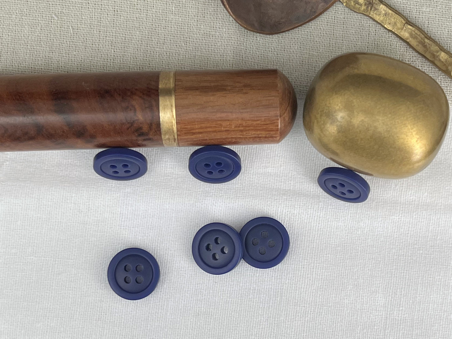 Navy Blue Buttons, Recycled Plastic, 12.7mm (20L). 4-Hole Sew On for Shirts, Pants, Blouses, Dresses, Skirts, Apparel, Kids Clothes