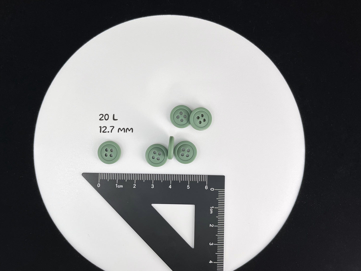 Premium Green Buttons, Recycled Plastic, 12.7mm (20L). 4-Hole Sew On for Shirts, Pants, Blouses, Dresses, Skirts, Apparel, Kids Clothes
