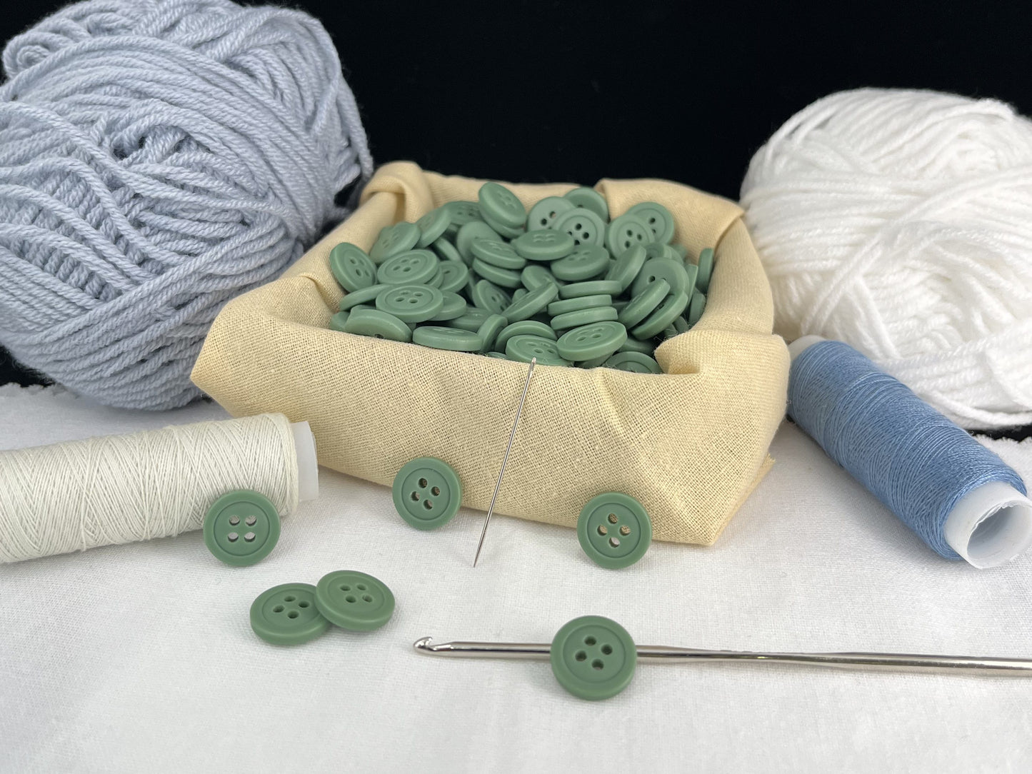 Premium Green Buttons, Recycled Plastic, 12.7mm (20L). 4-Hole Sew On for Shirts, Pants, Blouses, Dresses, Skirts, Apparel, Kids Clothes