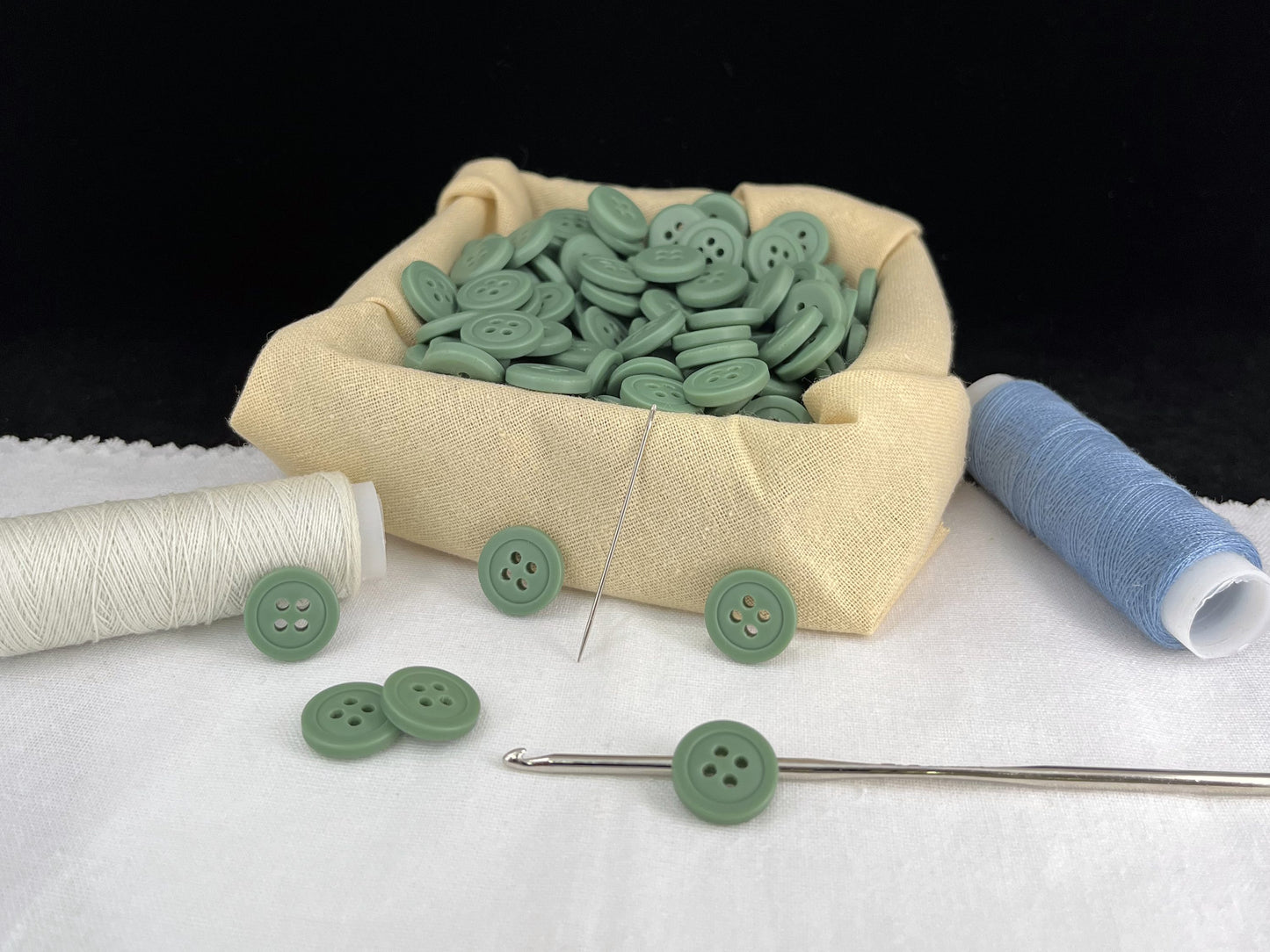 Premium Green Buttons, Recycled Plastic, 12.7mm (20L). 4-Hole Sew On for Shirts, Pants, Blouses, Dresses, Skirts, Apparel, Kids Clothes