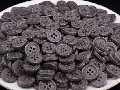 Coffee Brown Stone Imitation Buttons, 10-20mm (16L-32L). Recycled Plastic, 4-Hole Sew On for Shirts, Pants, Dresses, Coats, Jackets