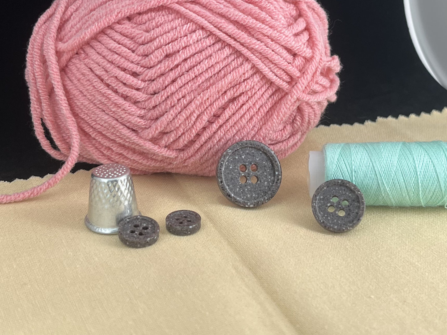 Coffee Brown Stone Imitation Buttons, 10-20mm (16L-32L). Recycled Plastic, 4-Hole Sew On for Shirts, Pants, Dresses, Coats, Jackets