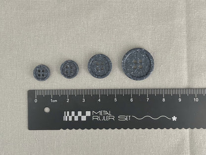 Navy Blue Stone Imitation Buttons, 10-20mm (16L-32L). Recycled Plastic, 4-Hole Sew On for Shirts, Pants, Dresses, Coats, Jackets