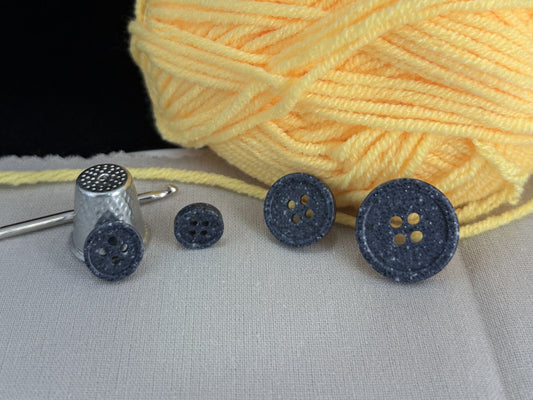 Navy Blue Stone Imitation Buttons, 10-20mm (16L-32L). Recycled Plastic, 4-Hole Sew On for Shirts, Pants, Dresses, Coats, Jackets