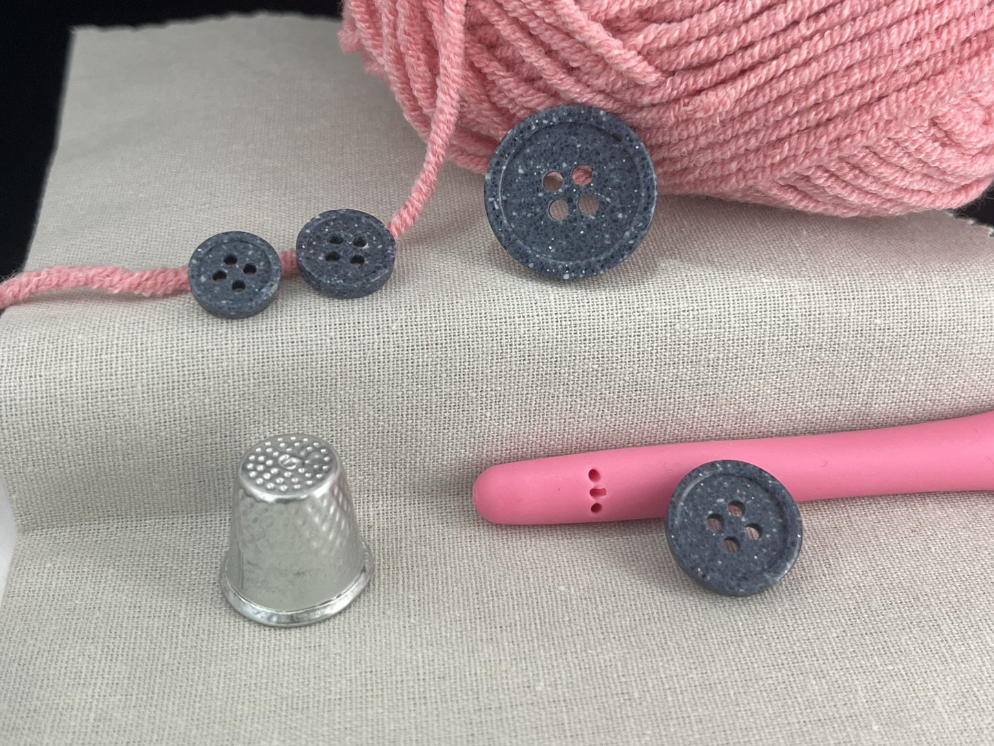 Navy Blue Stone Imitation Buttons, 10-20mm (16L-32L). Recycled Plastic, 4-Hole Sew On for Shirts, Pants, Dresses, Coats, Jackets