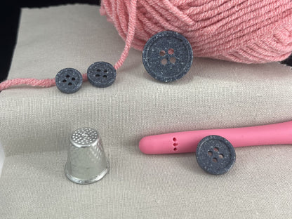 Navy Blue Stone Imitation Buttons, 10-20mm (16L-32L). Recycled Plastic, 4-Hole Sew On for Shirts, Pants, Dresses, Coats, Jackets
