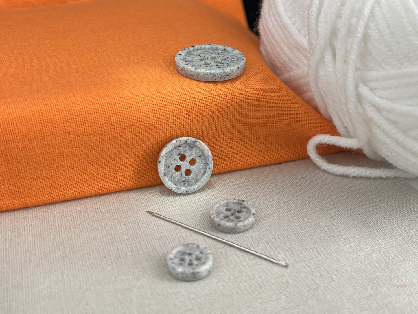 Light Grey Stone Imitation Buttons, 10-20mm (16L-32L). Recycled Plastic, 4-Hole Sew On for Shirts, Pants, Dresses, Coats, Jackets