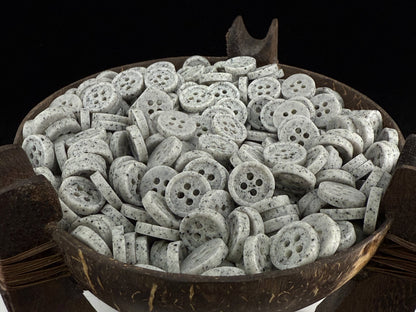 Light Grey Stone Imitation Buttons, 10-20mm (16L-32L). Recycled Plastic, 4-Hole Sew On for Shirts, Pants, Dresses, Coats, Jackets