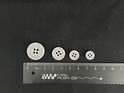 Light Grey Stone Imitation Buttons, 10-20mm (16L-32L). Recycled Plastic, 4-Hole Sew On for Shirts, Pants, Dresses, Coats, Jackets